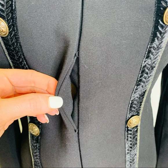 Monsoon sz 4 Black Military Piped Jacket Blazer 3158 - Picture 5 of 11